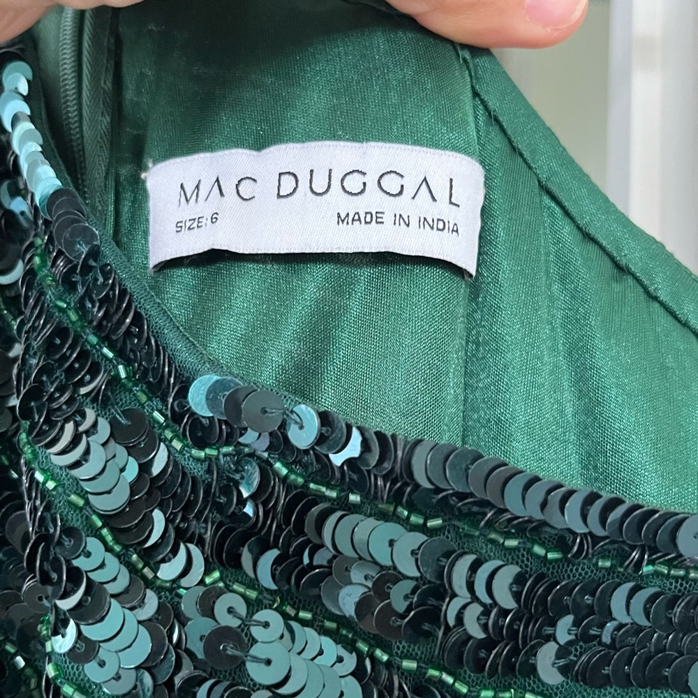 Mac Duggal One-Shoulder Green Sequin Dress - Picture 7 of 12